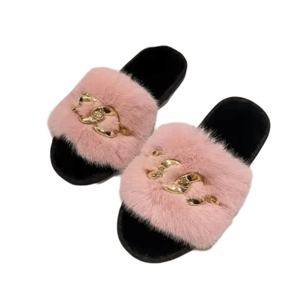 Pink Chain Design Plush Slippers Pink Chain Design Plush Slippers