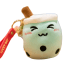 Soft Closed Eye Green Boba Tea Plush Keychain