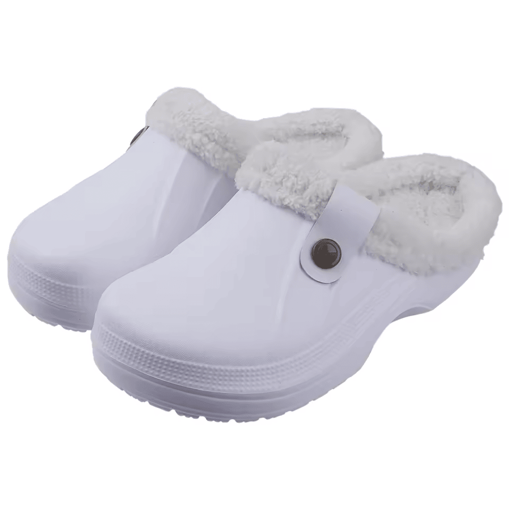 Indoor Fuzzy Clogs White Plush Slippers Indoor Fuzzy Clogs White Plush Slippers