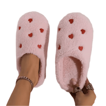 Pink Heart Pattern Soft Slippers