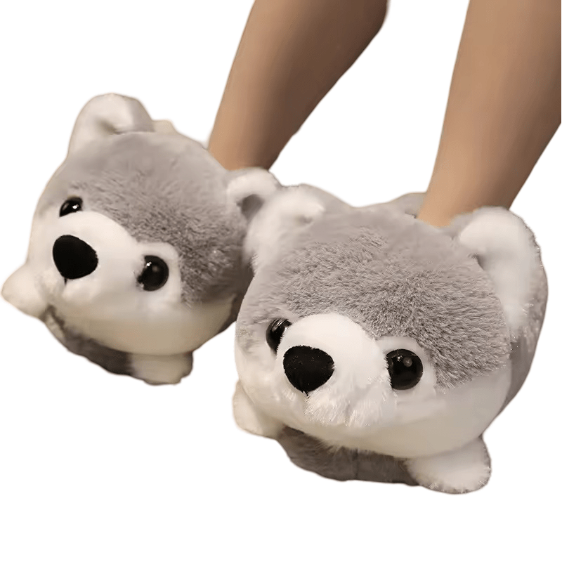 Husky Dog Plush Slippers 