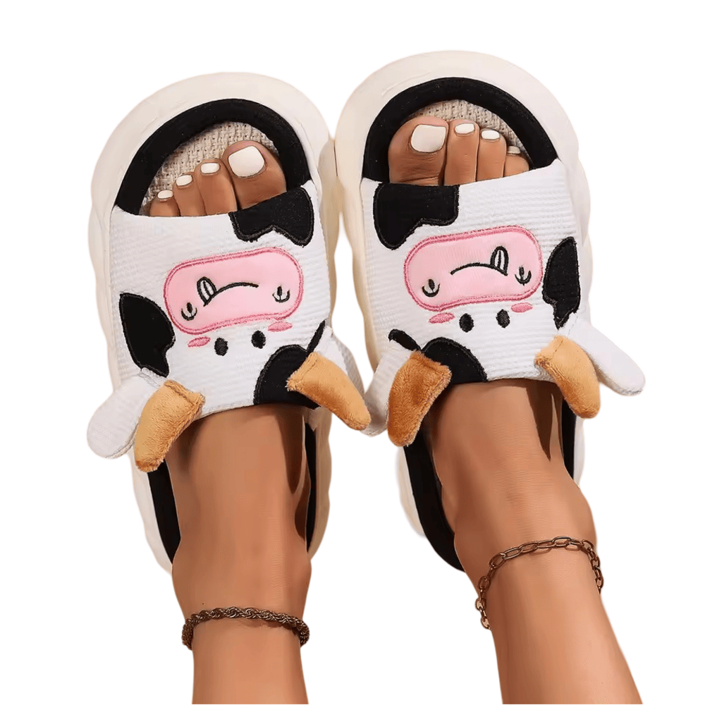 Cow Lightweight Soft Stuffed Plush Slippers