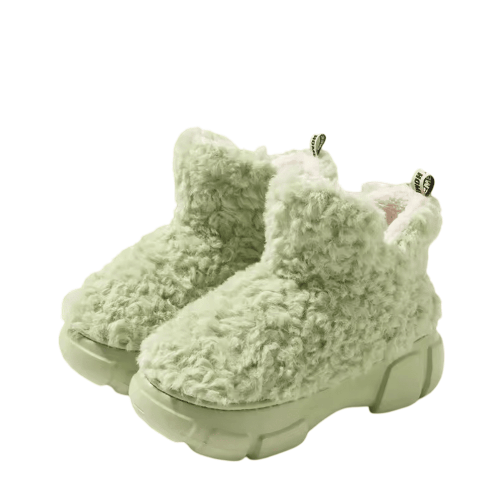 Winter Soft Green Plush Boots