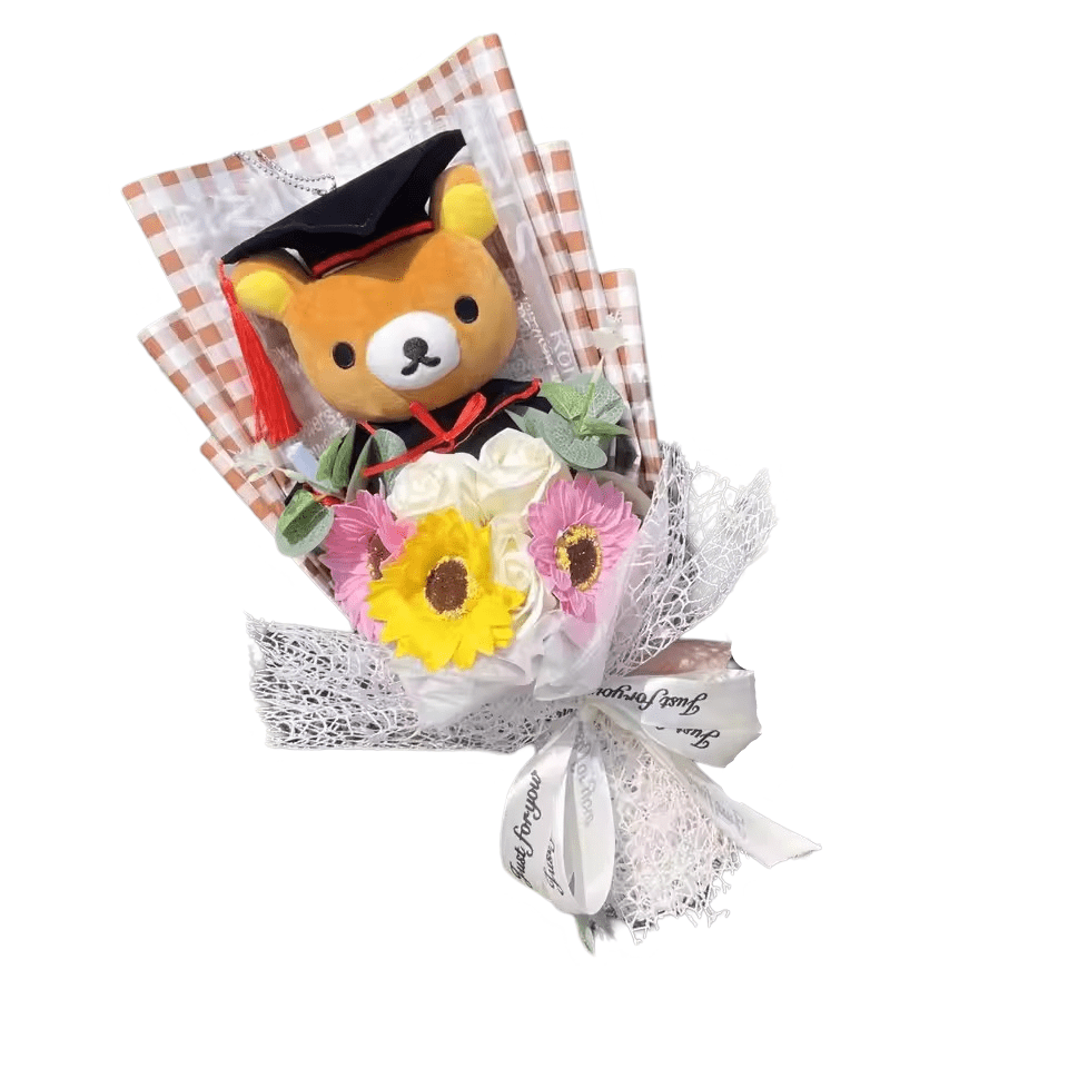 40cm Korilakkuma Plush Bouquet With Graduation Hats