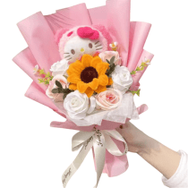 Hello Kitty Plush Toy With Sunflower Bouquet