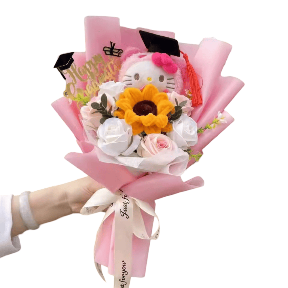 Hello Kitty Plush Toy Bouquet With Graduation Hat Hello Kitty Plush Toy Bouquet With Graduation Hat