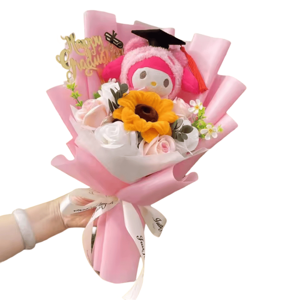 My Melody Plush Toy Bouquet With Graduation Hat My Melody Plush Toy Bouquet With Graduation Hat