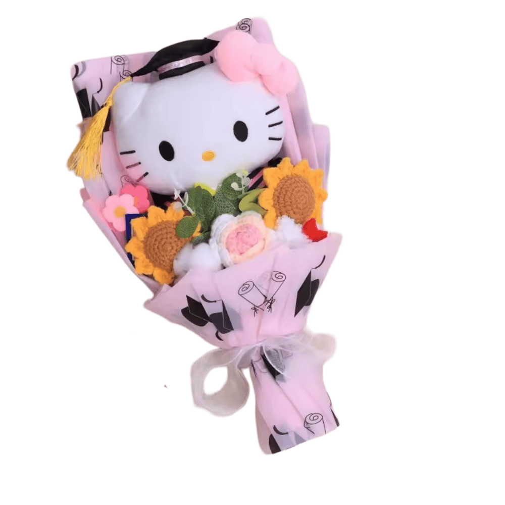 Sanrio Hello Kitty Plush Toy Bouquet With Graduation Hat Sanrio Hello Kitty Plush Toy Bouquet With Graduation Hat