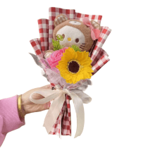 Cartoon Hello Kitty Plush Bouquet With Flowers