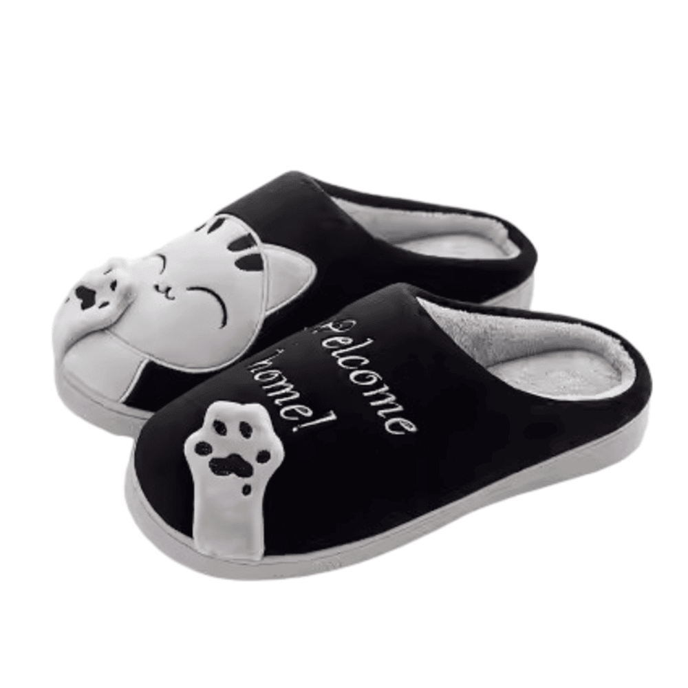 Cartoon Black Cat Winter Plush Slippers Cartoon Black Cat Winter Plush Slippers