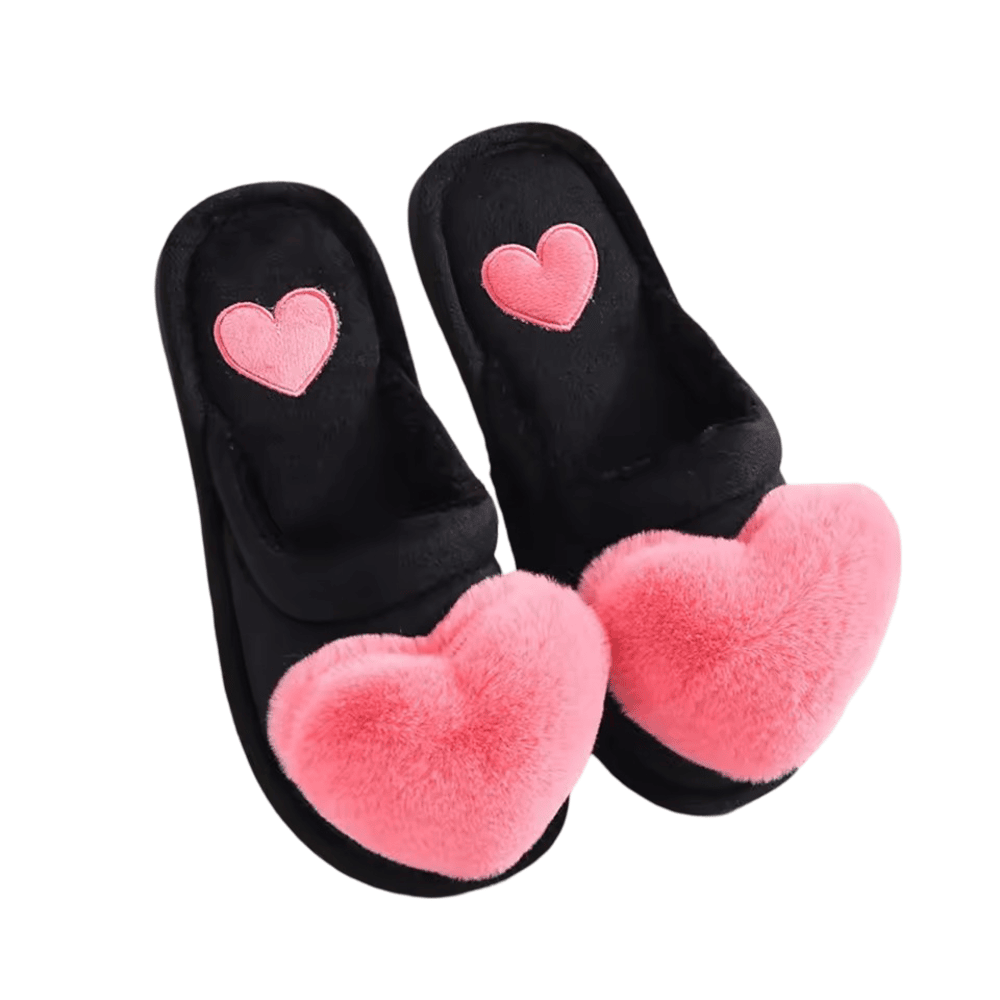 Pink Heart Pattern Plush Indoor Slippers Pink Heart Pattern Plush Indoor Slippers