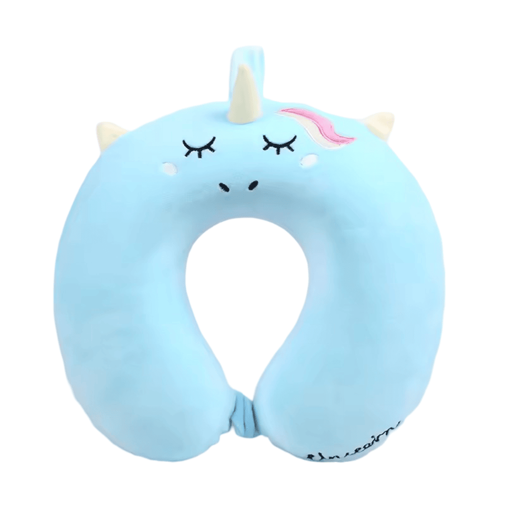 Cartoon Blue Unicorn U-Shaped Neck Pillow 