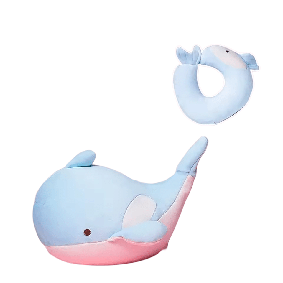 Animal Blue Whale U-Shaped Neck Pillow With Toy Animal Blue Whale U-Shaped Neck Pillow With Toy