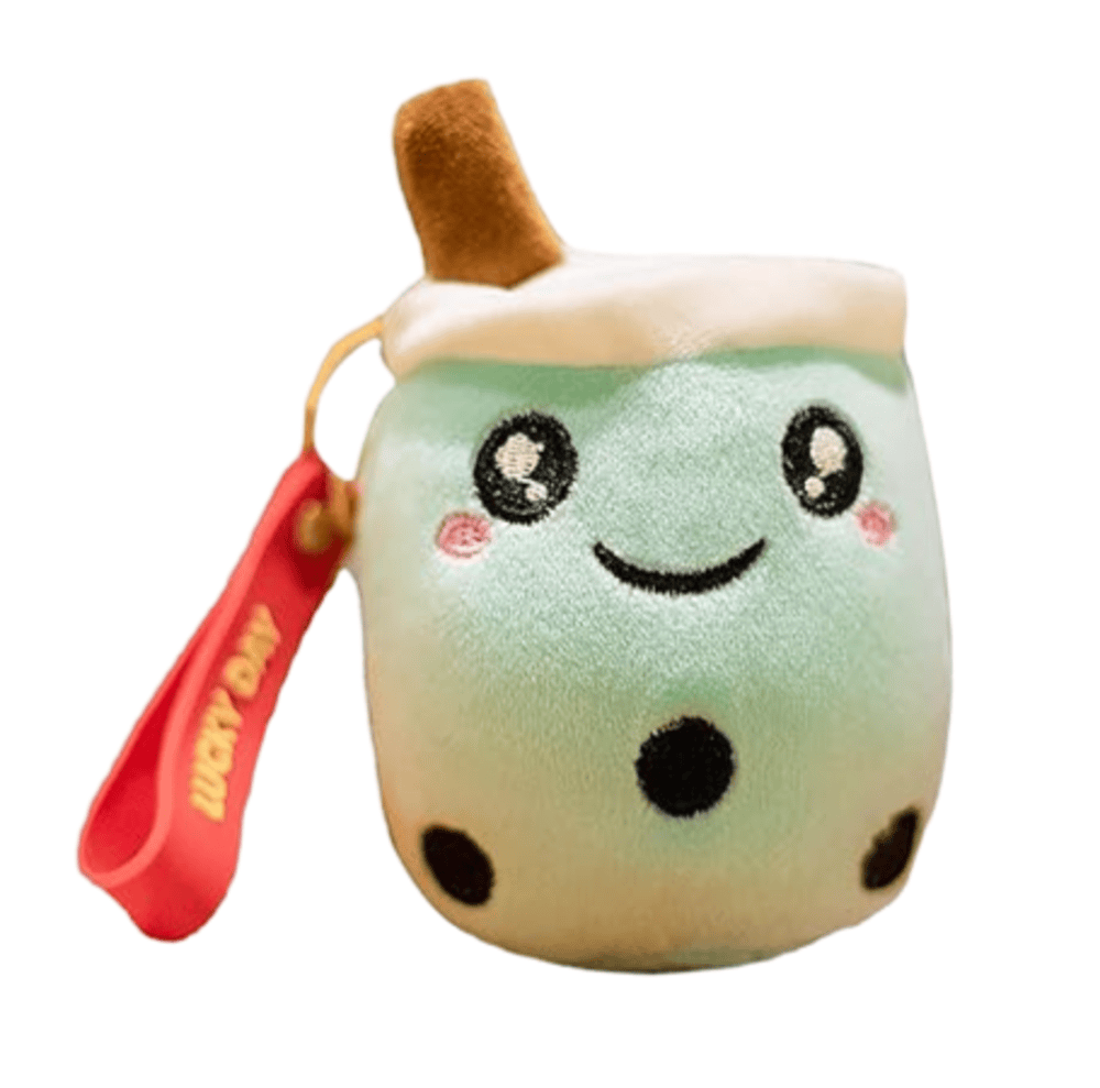 Green Boba Tea Plush Keychain