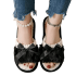 Black Bow Plush Slippers