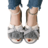Gray Bow Plush Slippers