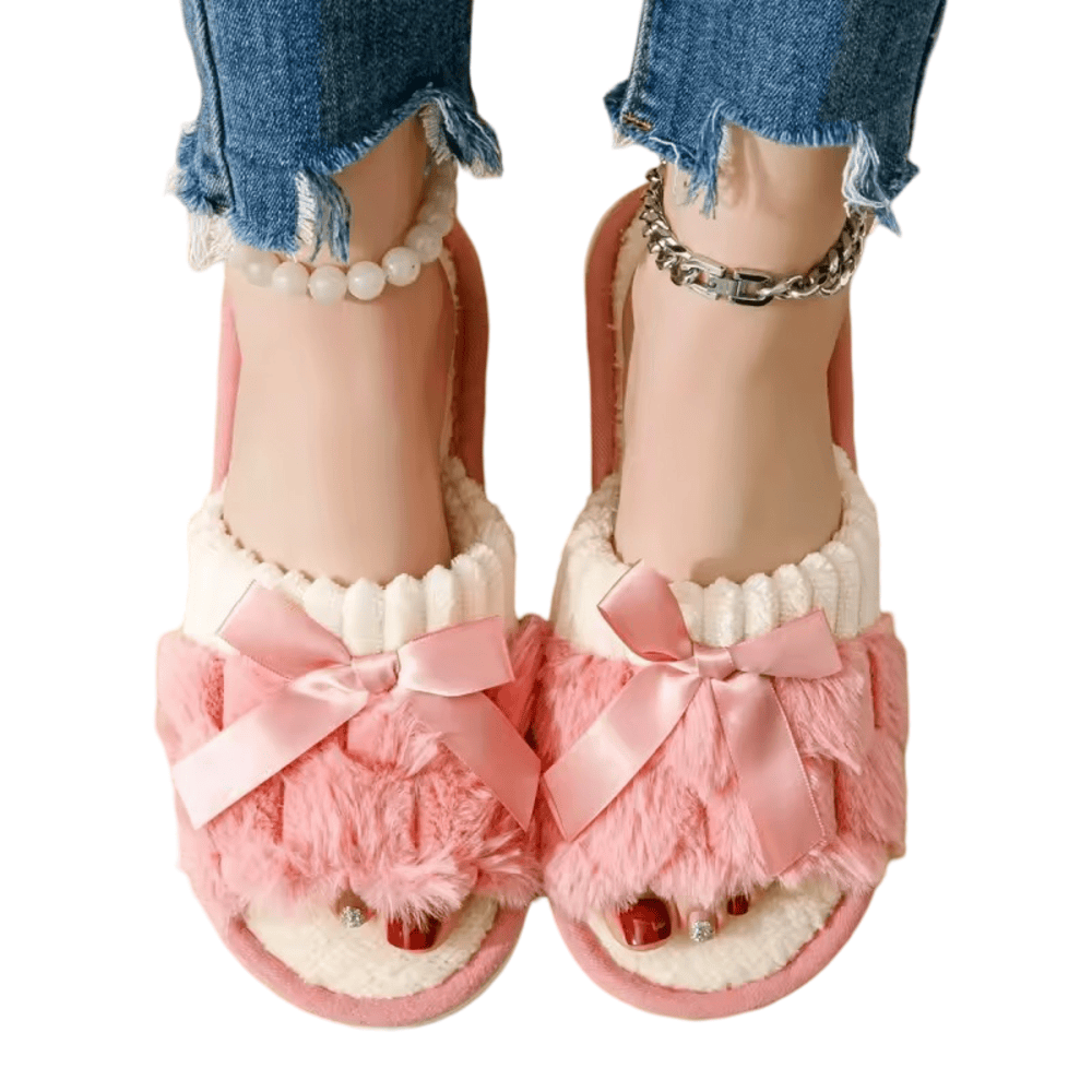 Pink Bow Plush Slippers Pink Bow Plush Slippers