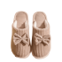 Beige Bow Plush Indoor Slippers