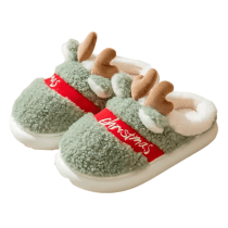 Christmas Deer Antler Winter Plush Slippers