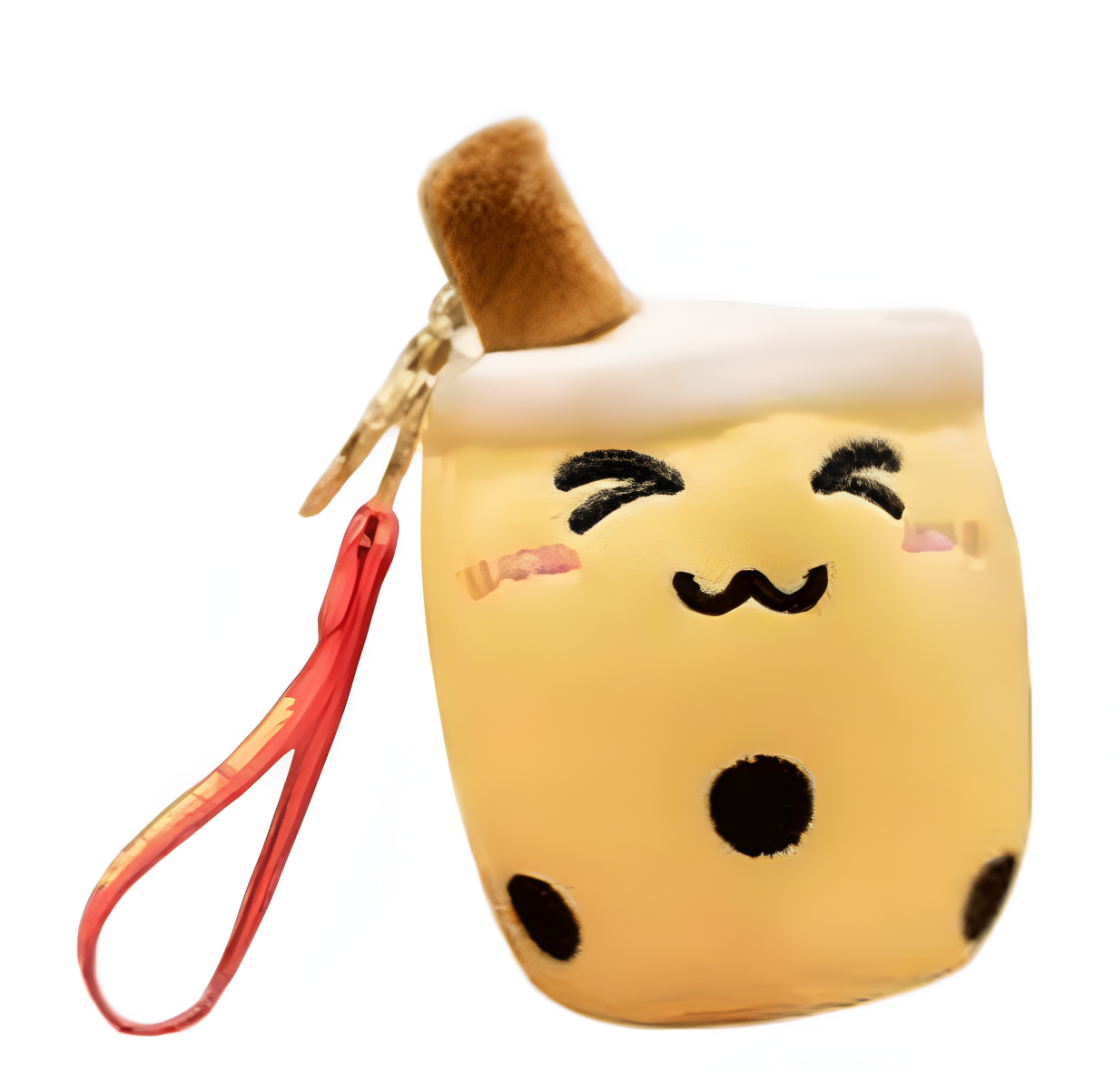 Soft Closed Eye Yellow Boba Tea Plush Keychain
