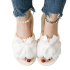 White Bow Plush Slippers