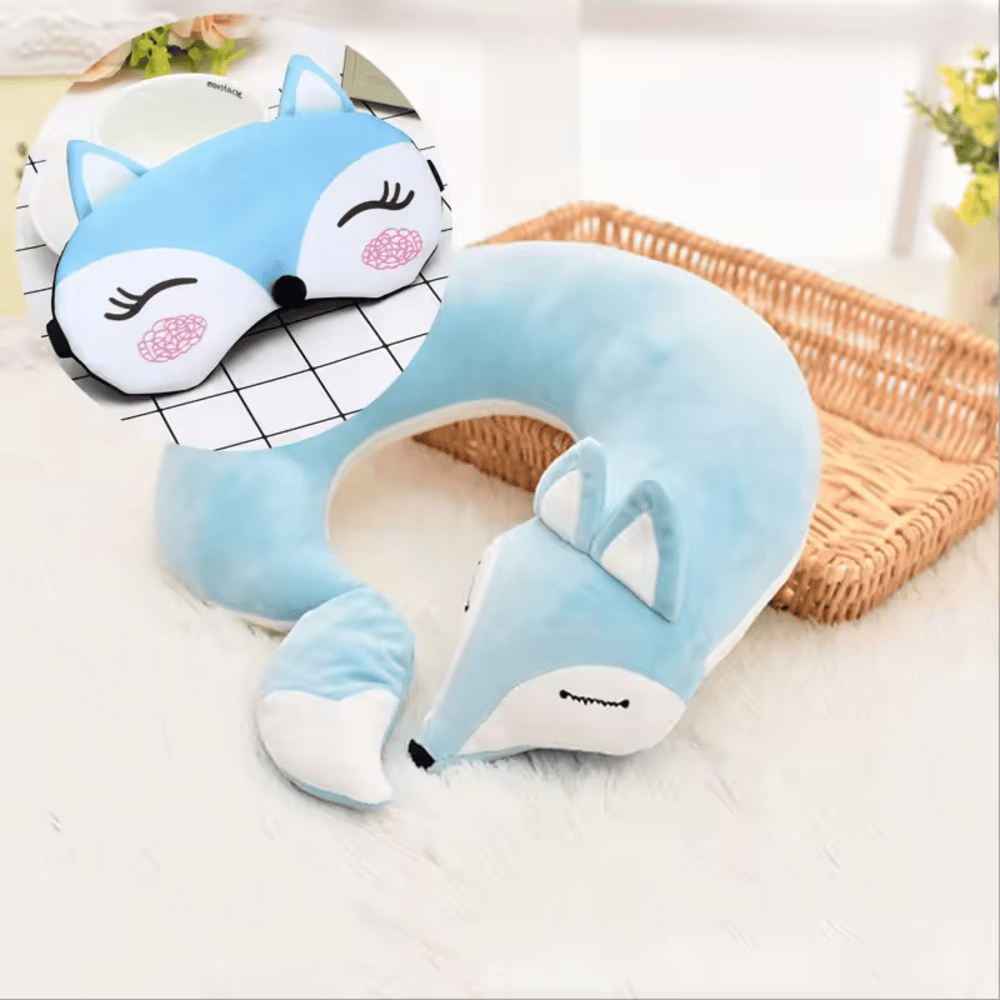 Soft Fox Animal U Shape Plush Neck Pillow With Eye Patch Soft Fox Animal U Shape Plush Neck Pillow With Eye Patch