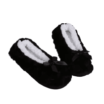 Black Ribbon Bow Winter Warm Slipper