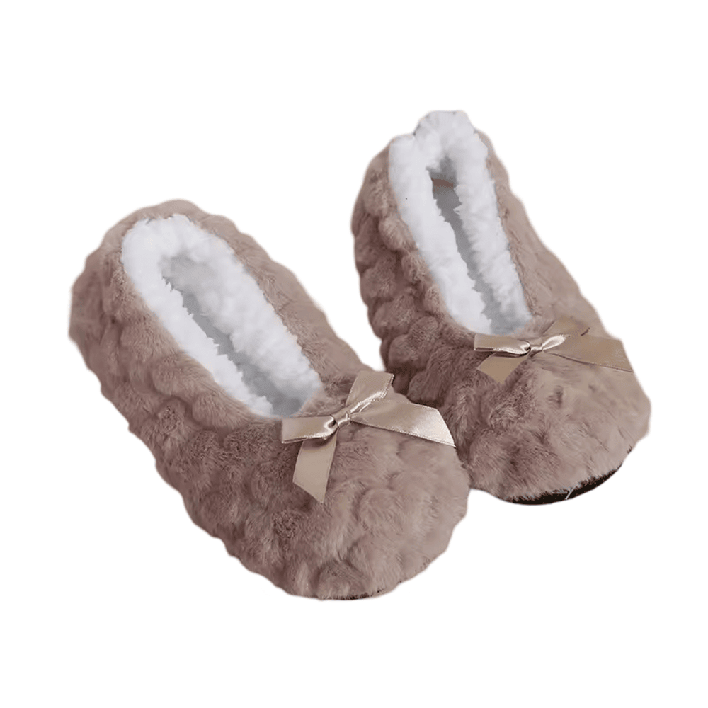 Khaki Ribbon Bow Winter Warm Slipper Khaki Ribbon Bow Winter Warm Slipper