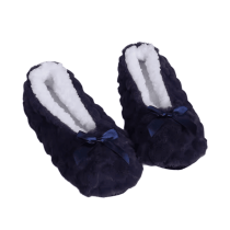 Navy Blue Ribbon Bow Winter Warm Slipper