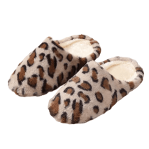 Soft Brown Leopard Plush Slippers