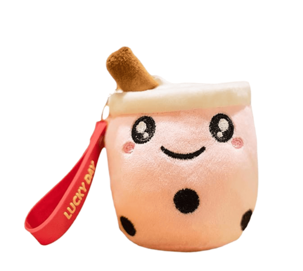 Pink Boba Tea Plush Keychain