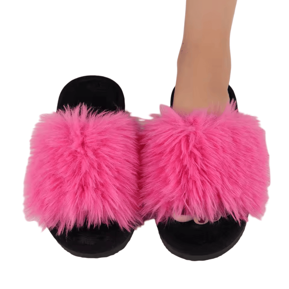 Faux Fur Rose Soft Plush Slippers Faux Fur Rose Soft Plush Slippers
