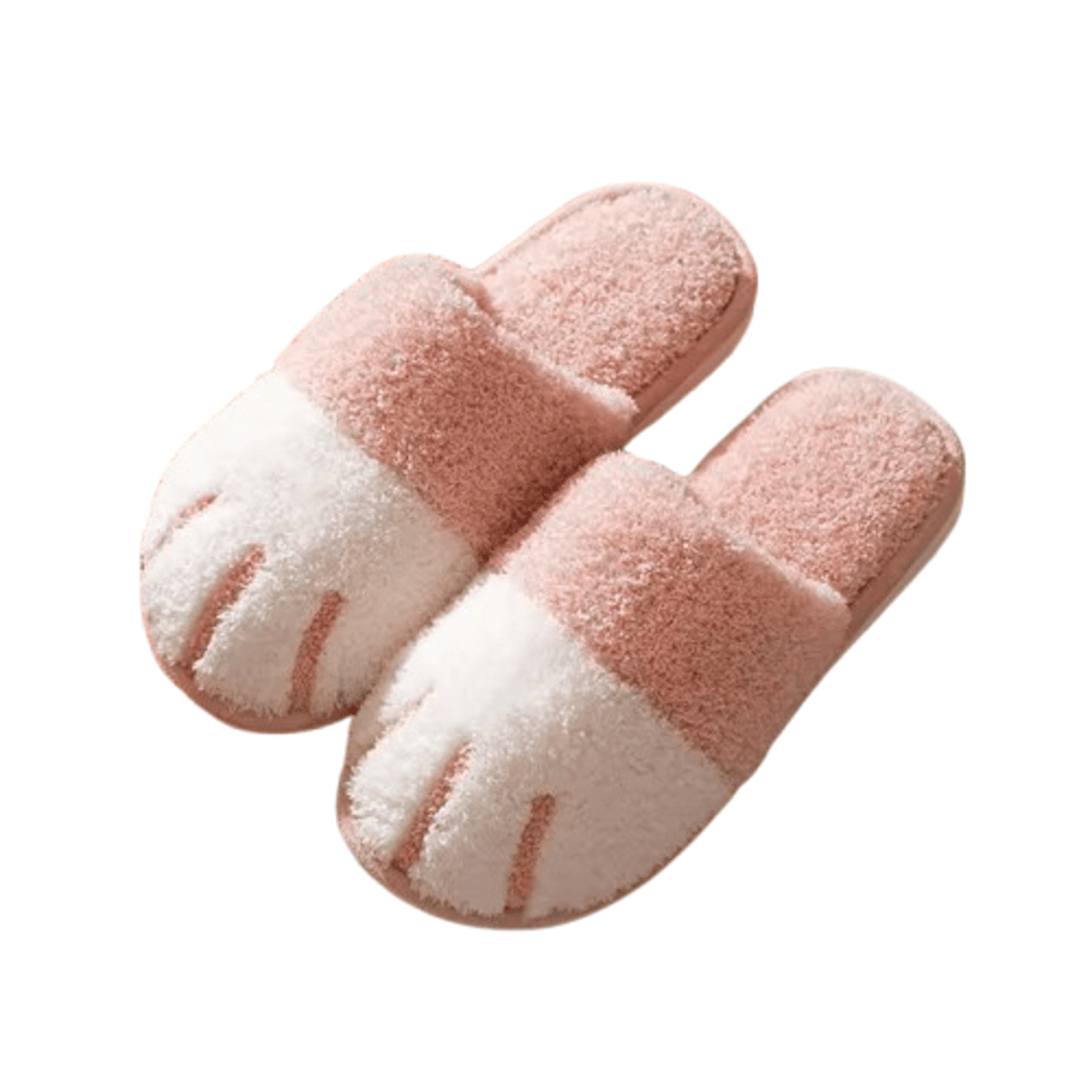 Pink Cat Paw Plush Slippers Pink Cat Paw Plush Slippers