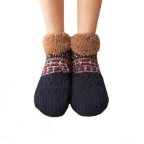 Fluffy Slippers Black Socks With Grippers