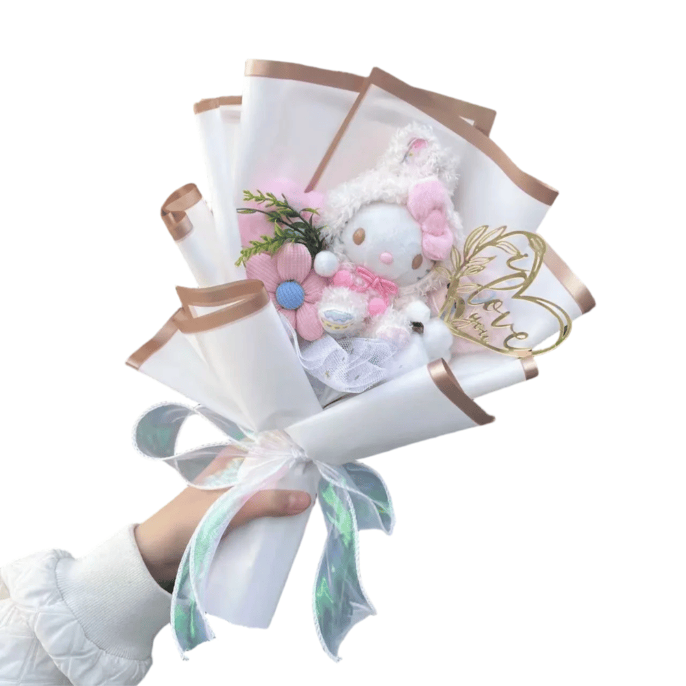 Sanrio Cartoon Hello Kitty Plush Toy With Flower Bouquet Sanrio Cartoon Hello Kitty Plush Toy With Flower Bouquet