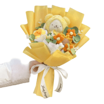 Sanrio Anime Pompompurin Plush Toy With Artificial Flower Bouquet