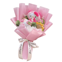 Cartoon Sanrio Hello Kitty Plush Toy With Artificial Flower Bouquet
