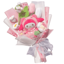 Cartoon Sanrio My Melody Plush Toy With Artificial Flower Bouquet