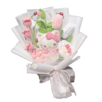 Sanrio Anime Hello Kitty Plush Toy With Artificial Flower Bouquet