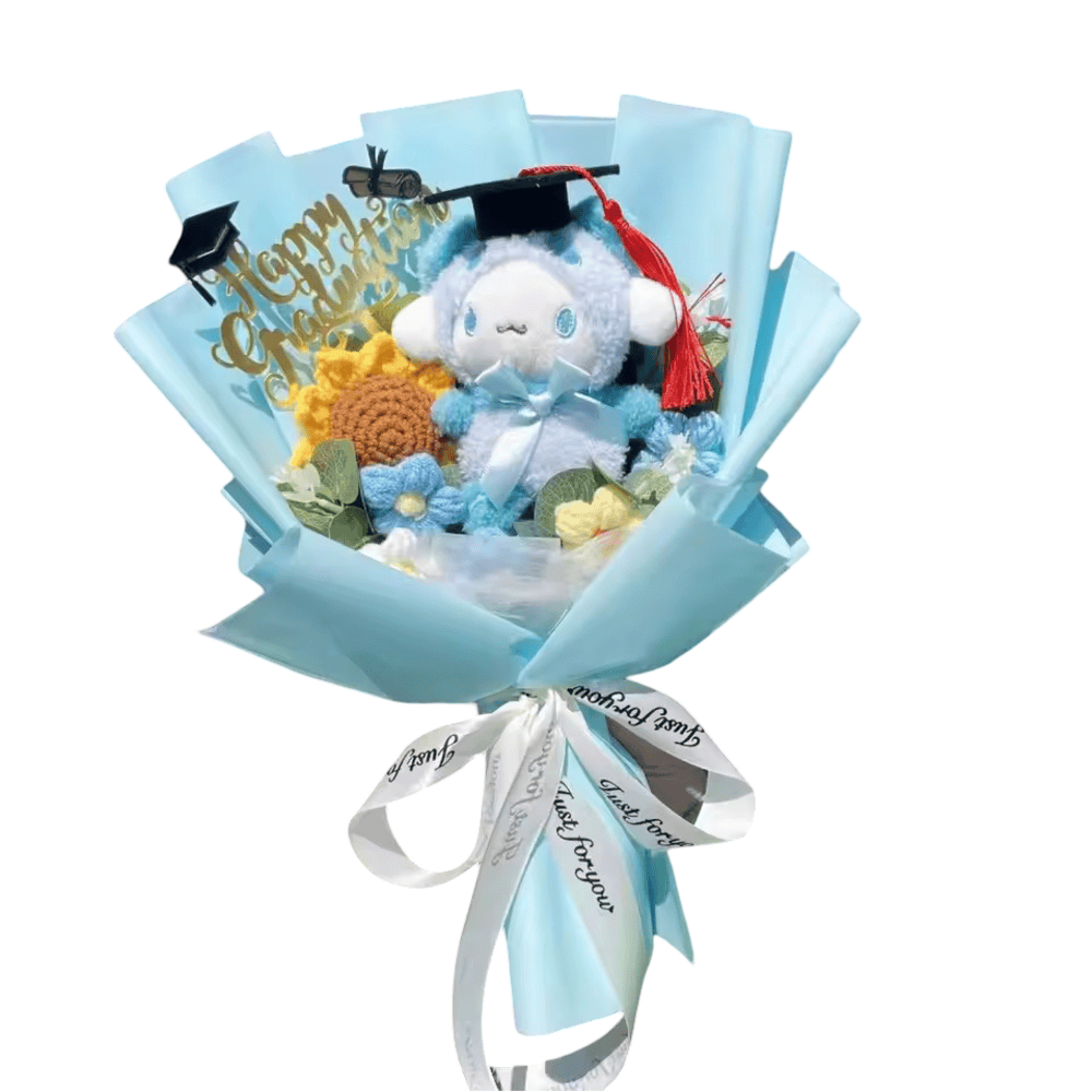 Cartoon Cinnamoroll Flower Plush Bouquet With Graduation Hat Cartoon Cinnamoroll Flower Plush Bouquet With Graduation Hat