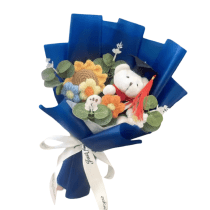 Cartoon Bear Flower Plush Bouquet With Graduation Hat