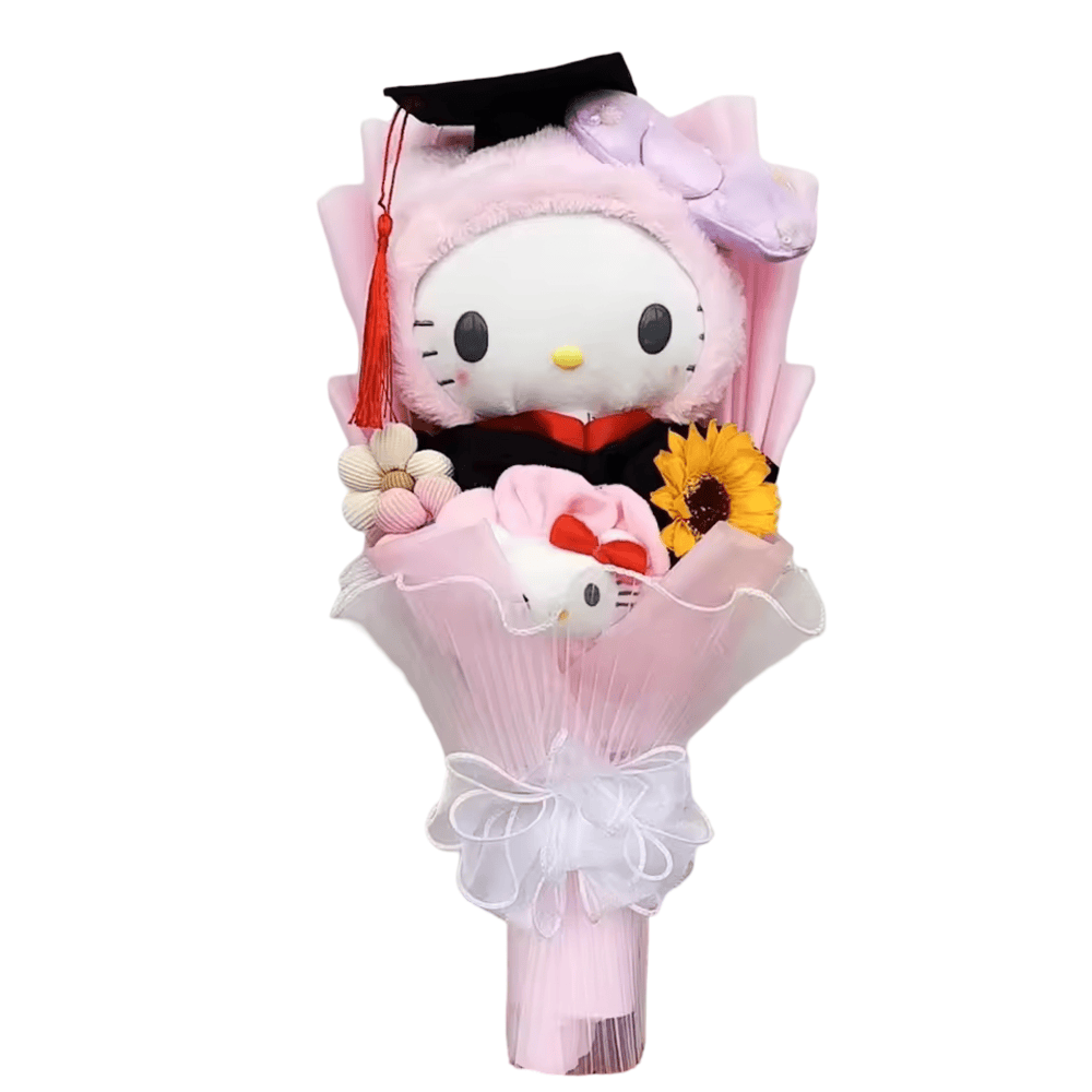 Sanrio Hello Kitty Toy Plush Bouquet With Graduation Hat