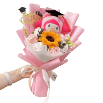 Cartoon Plush My Melody Flower Bouquet With Graduation Hat