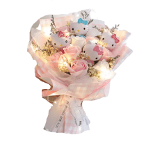 Hello Kitty Sanrio Cartoon Led Light Plush Bouquet