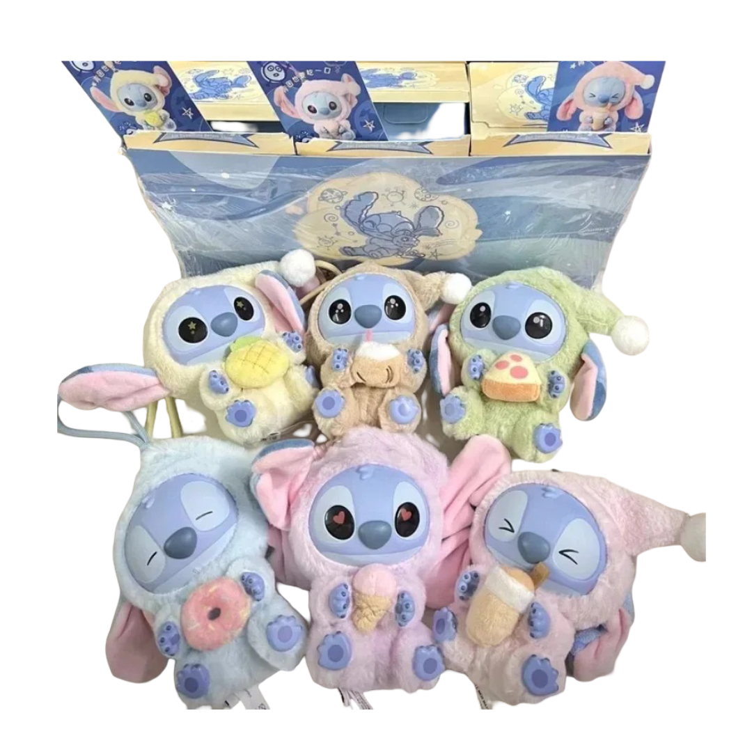6Pcs Stitch Eat Something Before Sleep Series Plush Keychain Without Box 6Pcs Stitch Eat Something Before Sleep Series Plush Keychain Without Box