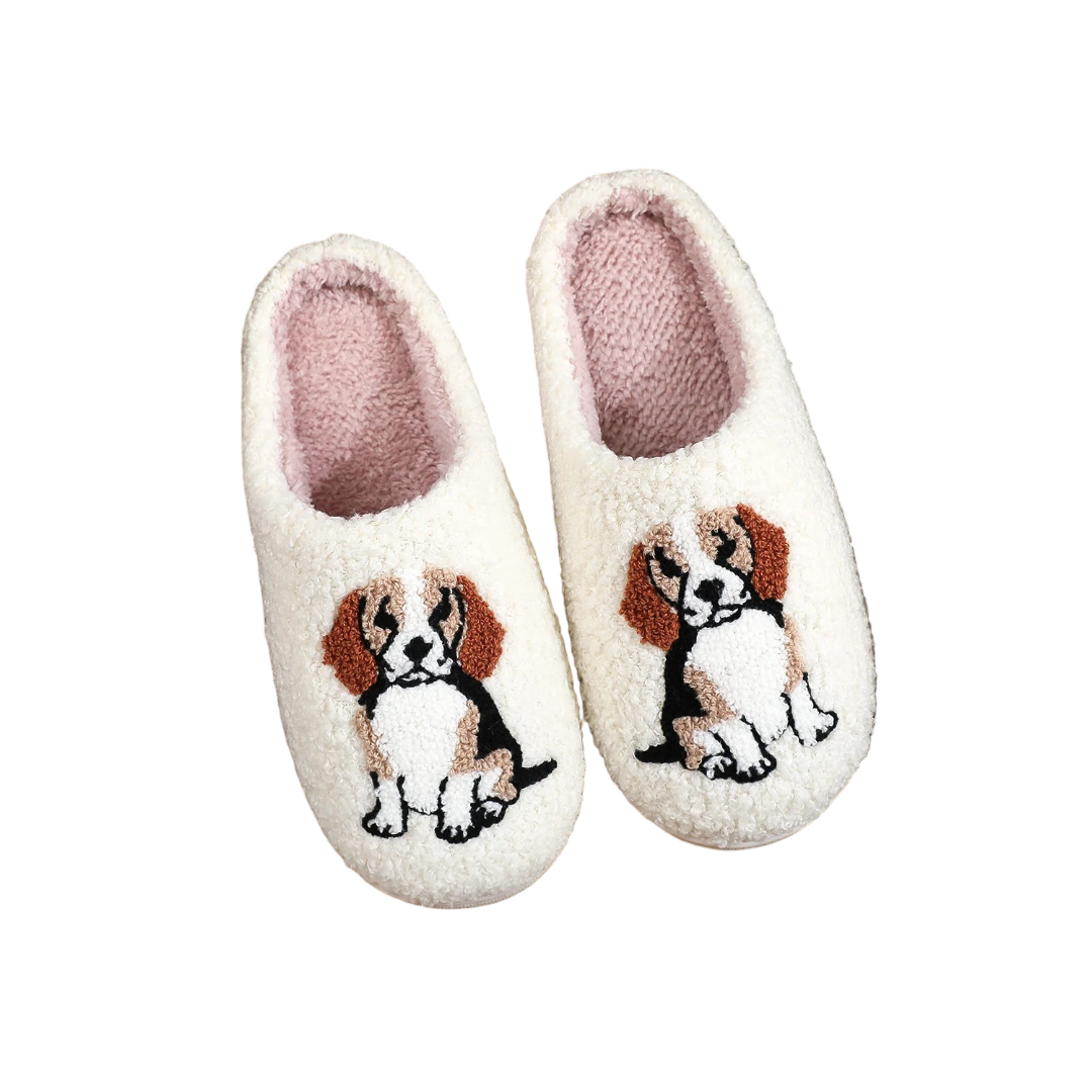 Dog Pattern Plush Slippers Dog Pattern Plush Slippers