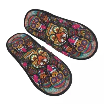 Day Of The Dead Mexican Sugar Skull Plush Slippers