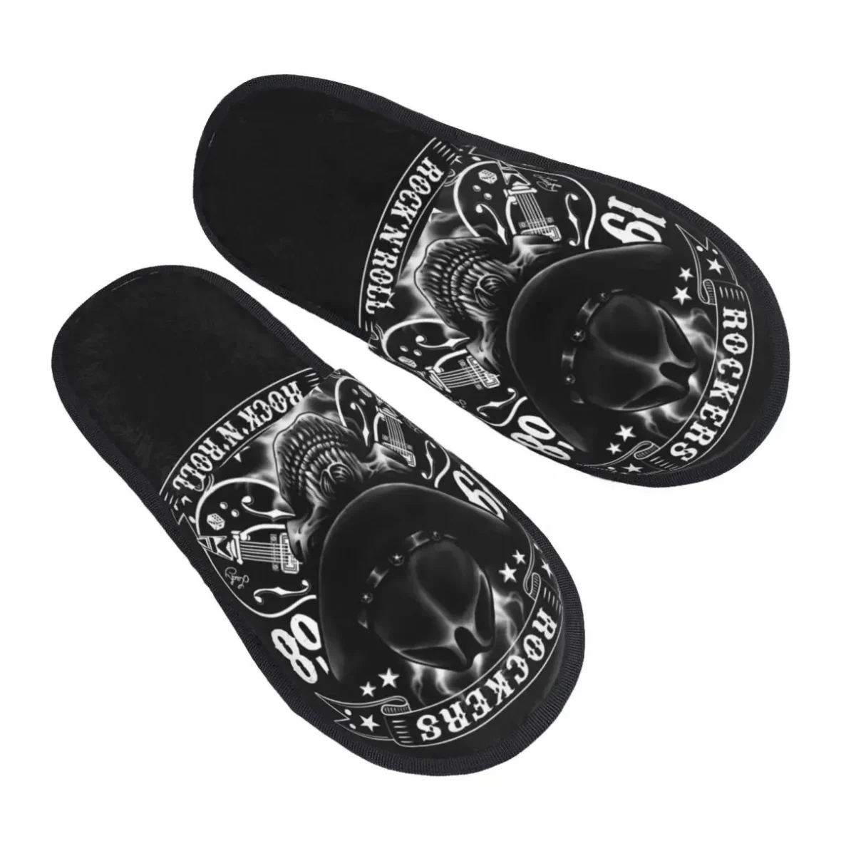 Rockers Skull Plush Slippers