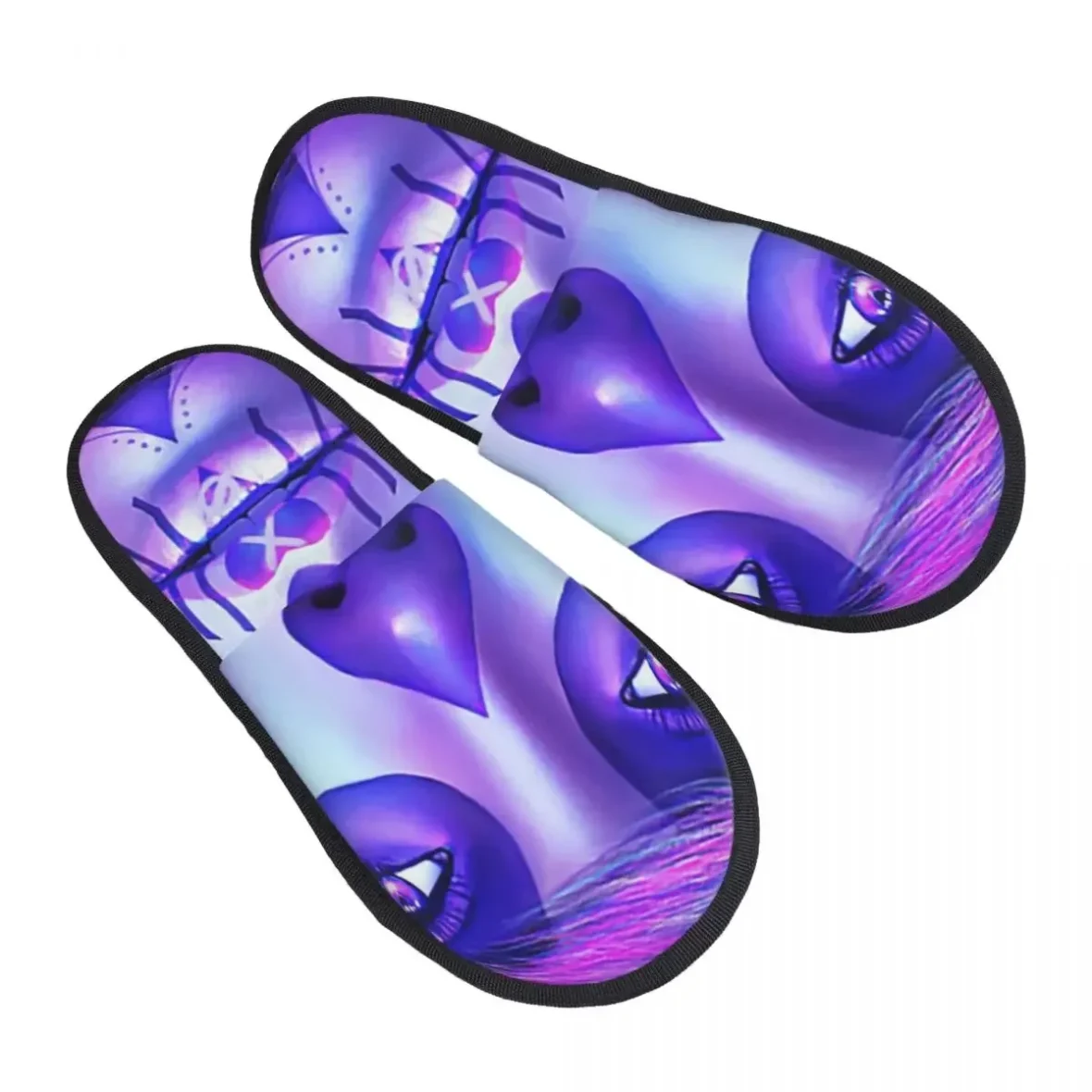 Halloween Women Print Purple Plush Slippers