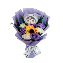 Cartoon Kuromi With Flowers Soft Plush Bouquet